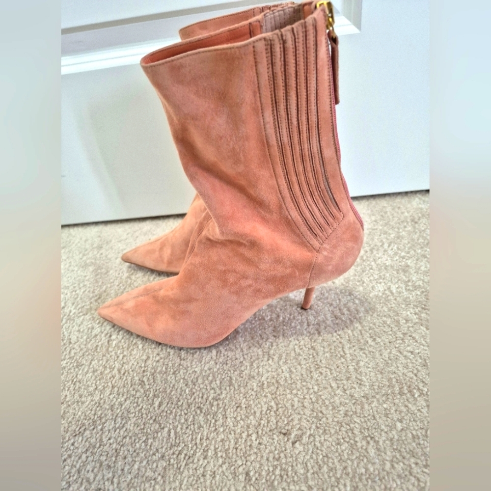 Aquazzura Pink Suede Stiletto High Heel Boots, Size EU 38, US 8 - Picture 5 of 10